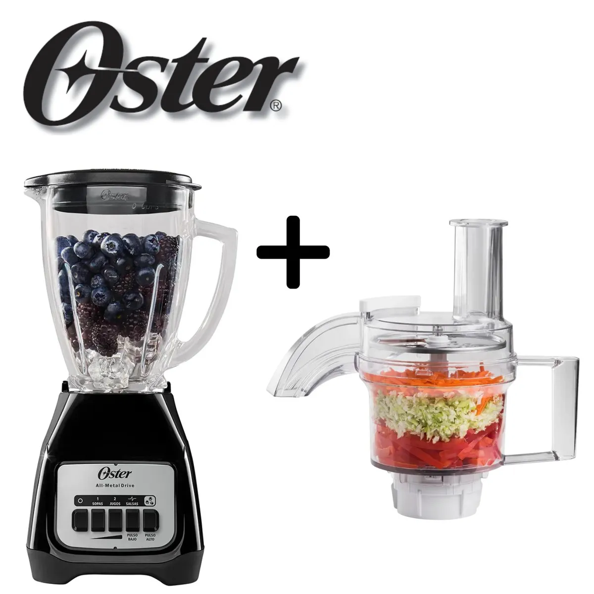 OSTER - Licuadora Oster BLSTKAG BPB + Accesorio Corta Pica Mezcla y Ralla