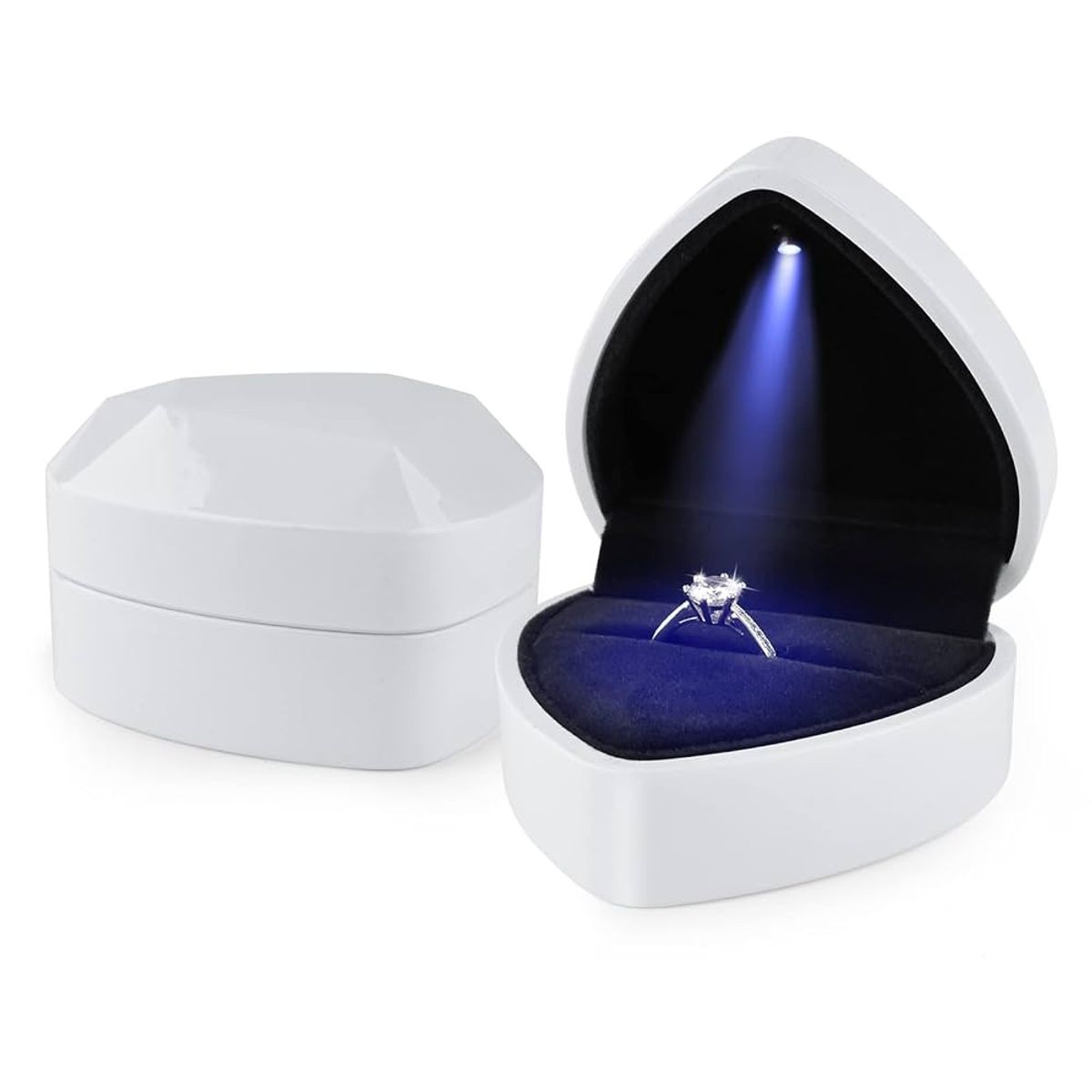 GENERICO - CAJA ANILLO DE COMPROMISO MATRIMONIO CON LUZ LED JOYERIA FINA