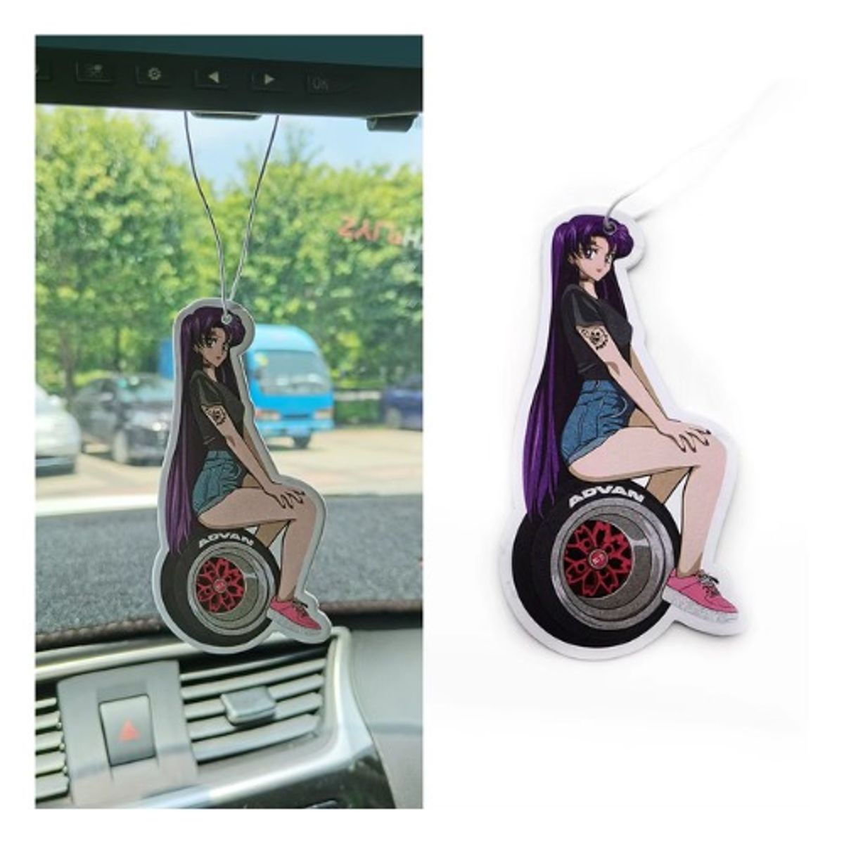 GENERICO - AROMATIZADOR COLGANTE  CHICA SEXY SOBRE LLANTA