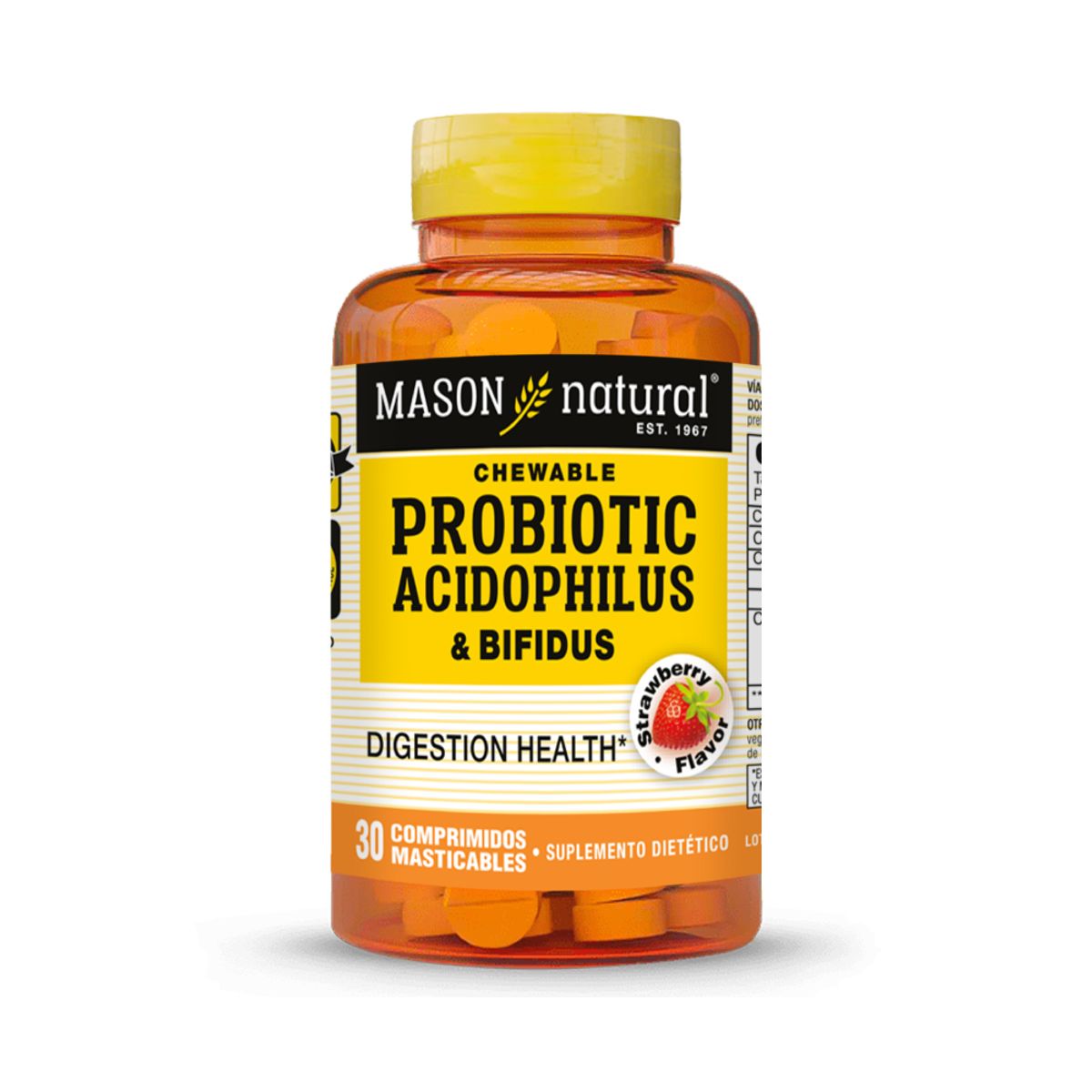MASON NATURAL - Probiótico Acidophilus y Bifidus - Mason Natural - 30 Comp. Mast.