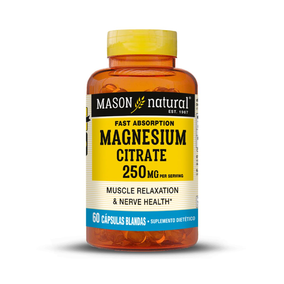 MASON NATURAL - Citrato de Magnesio -Mason Natural - 60 Cáps. Blandas