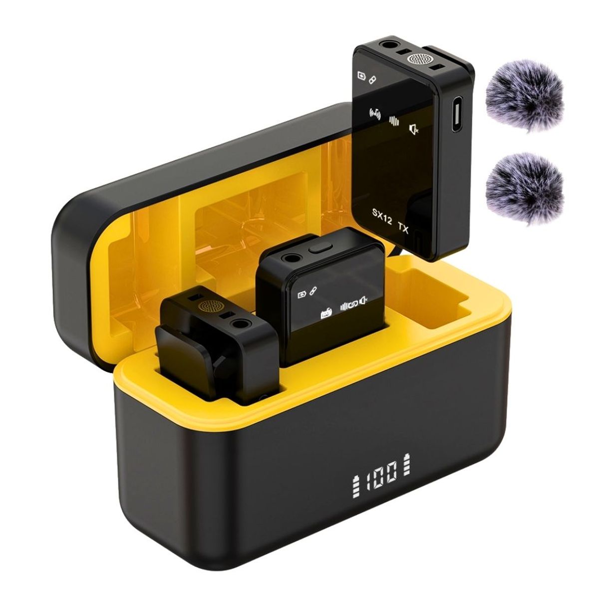 GENERICO - Micrófono Inalámbrico Tipo C SX12 con 2 Transmisores, Estuche de Carga