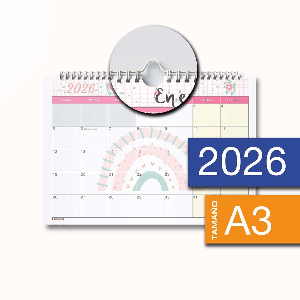 MIHUACO - Planner Planificador calendario 2026-A3- Arco Iris v1