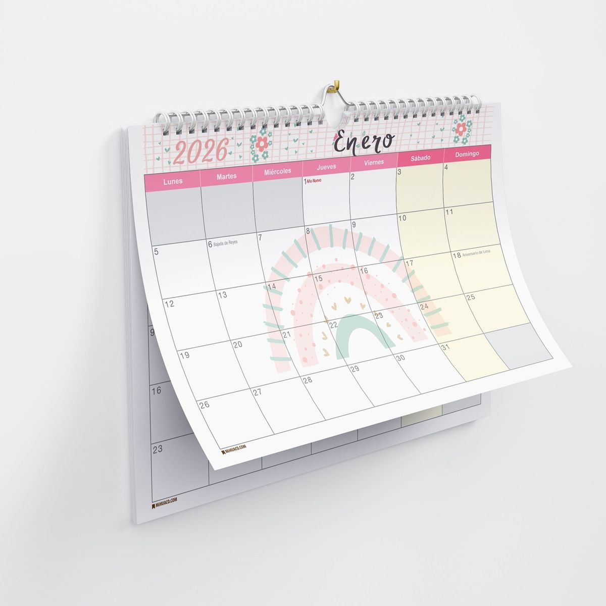 MIHUACO - Planner Planificador calendario 2026-A3- Arco Iris v1