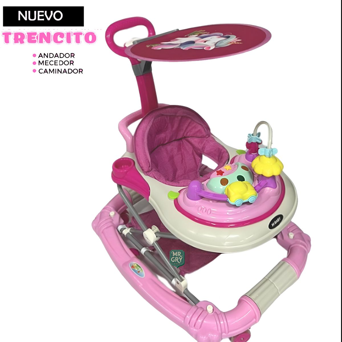 GENERICO - Andador Mecedora para Bebe Musical con Bluetooth Rosado