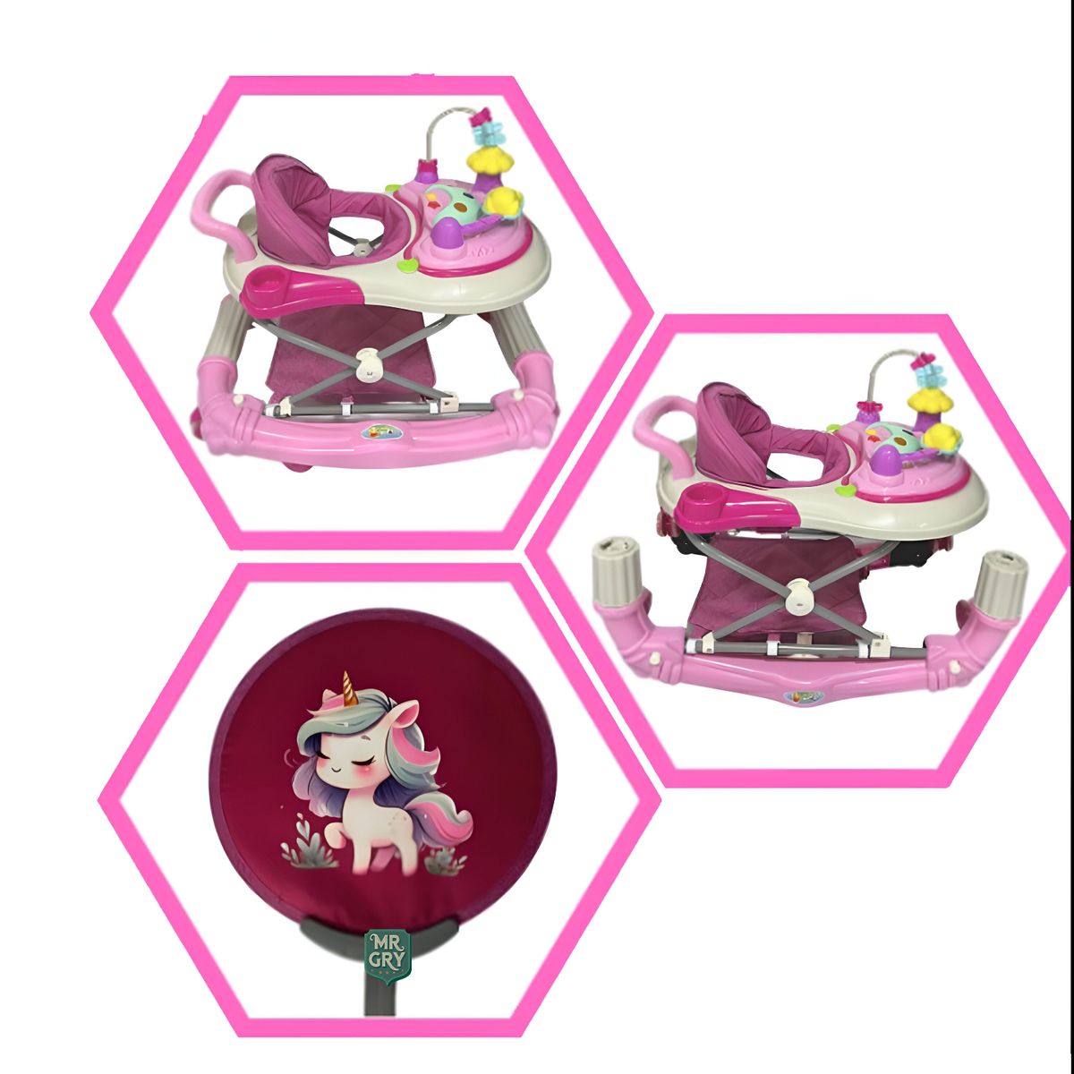 GENERICO - Andador Mecedora para Bebe Musical con Bluetooth Rosado