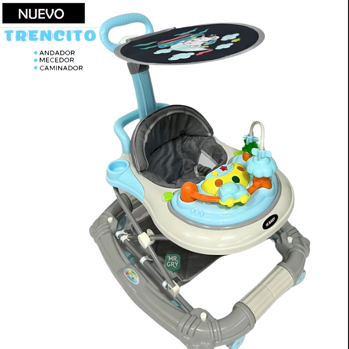 GENERICO - Andador Mecedora para Bebe Musical con Bluetooth Celeste