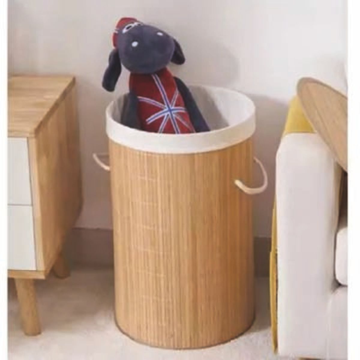 GENERICO - Cesto de Ropa de Bambú con Tapa y Asas  Ecológico Minimalista y Funcional