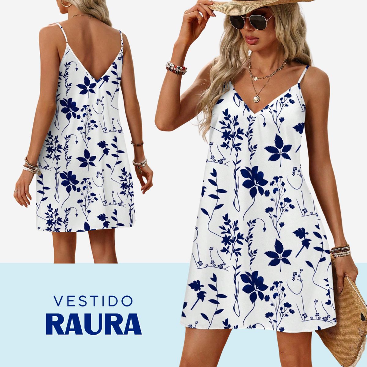 KAST PE - Vestido Raura de Tirantes Amplio con estampado botánico  – Talla M