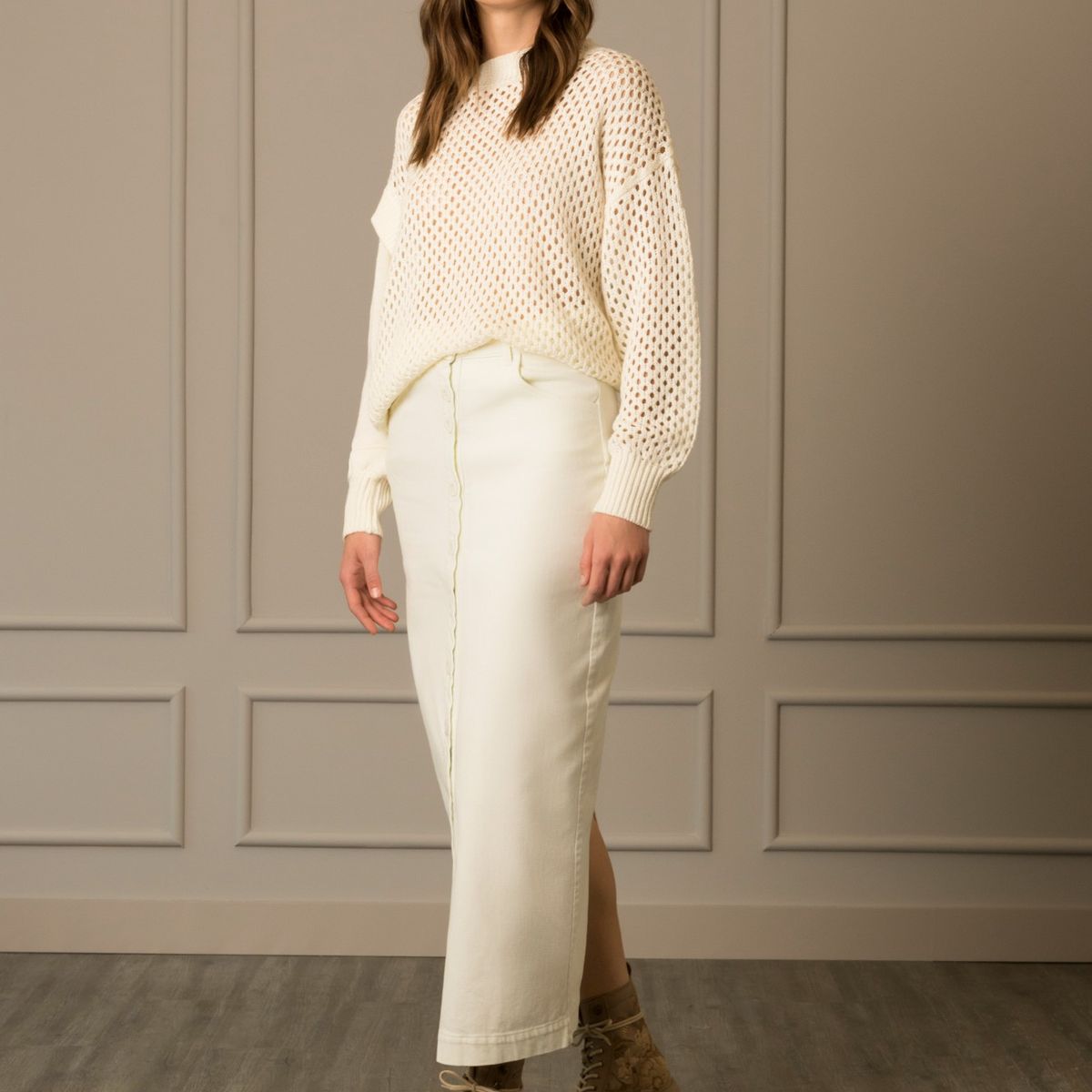 VELEZ - Vélez Falda Tubo Para Mujer Tejido Plano Tiro Alto Blanco