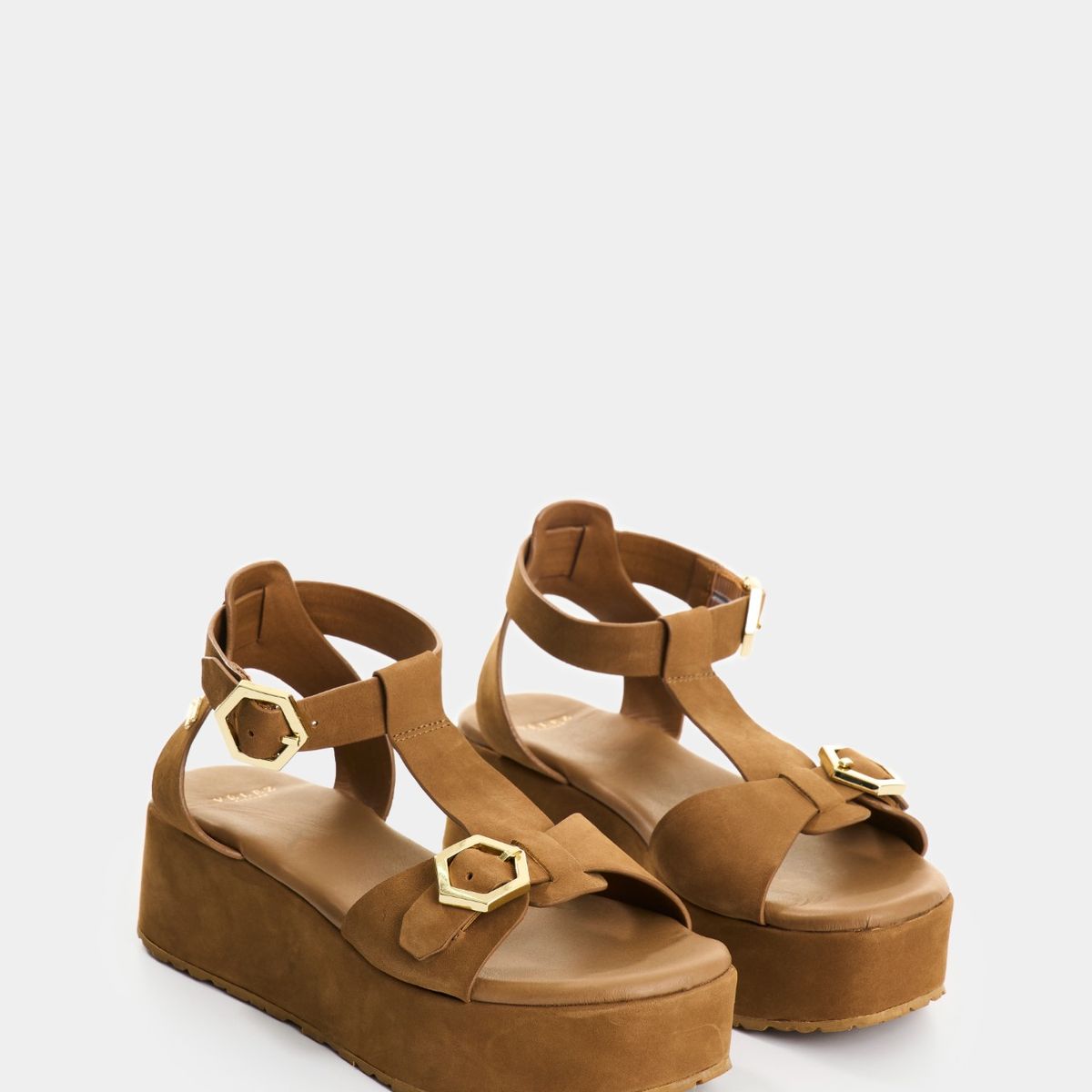 VELEZ - Vélez Sandalia Plataforma Calix Cuero Mujer Hebilla Miel