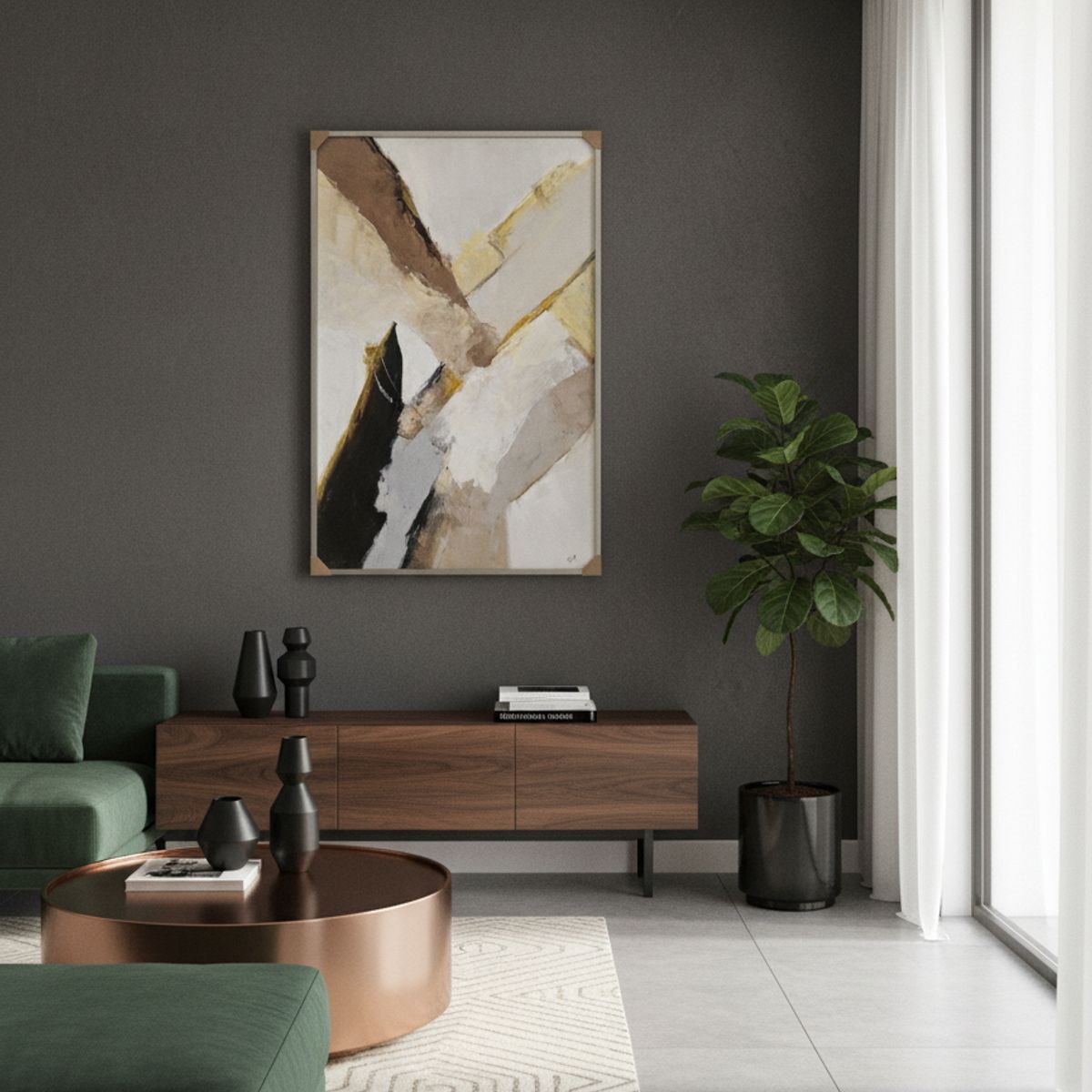 GENERICO - Cuadro decorativo al oleo abstracto 119x80 cm