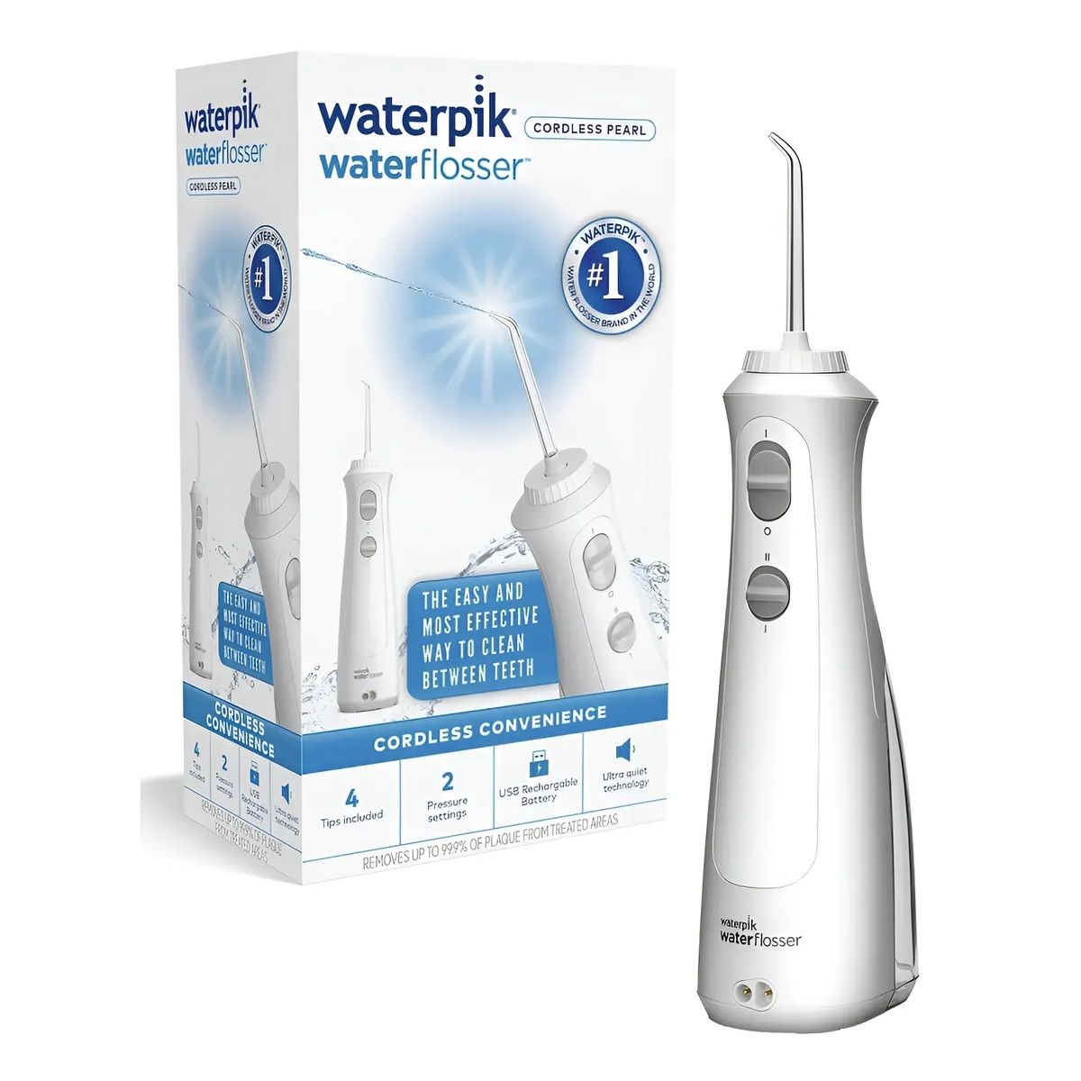 WATERPIK - Irrigador Bucal Waterpik Pearl Inalambrico 4 Puntas 2 Nivel