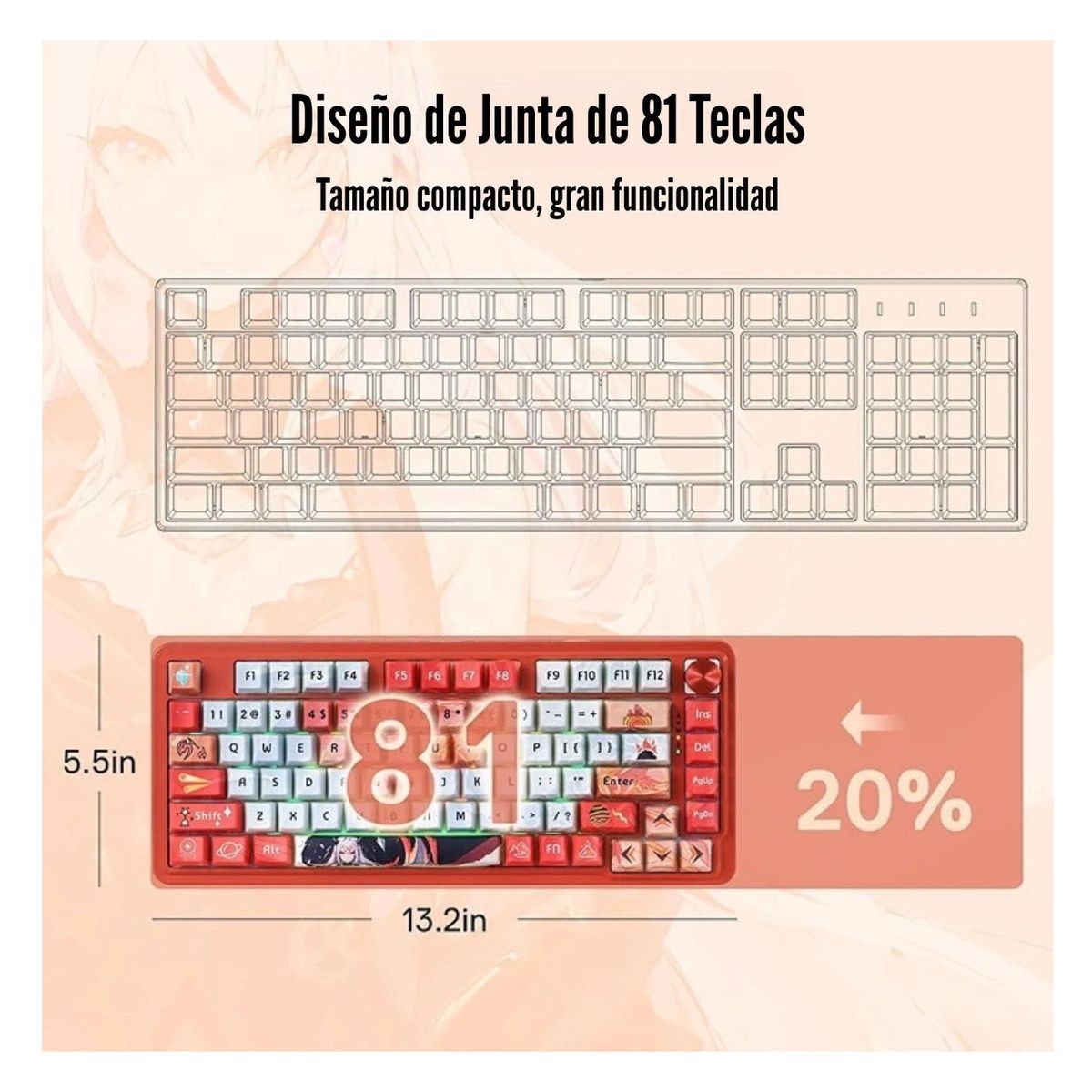 REDRAGON - Redragon - Teclado Ucal Pro K673AK 75% Wireless Anime