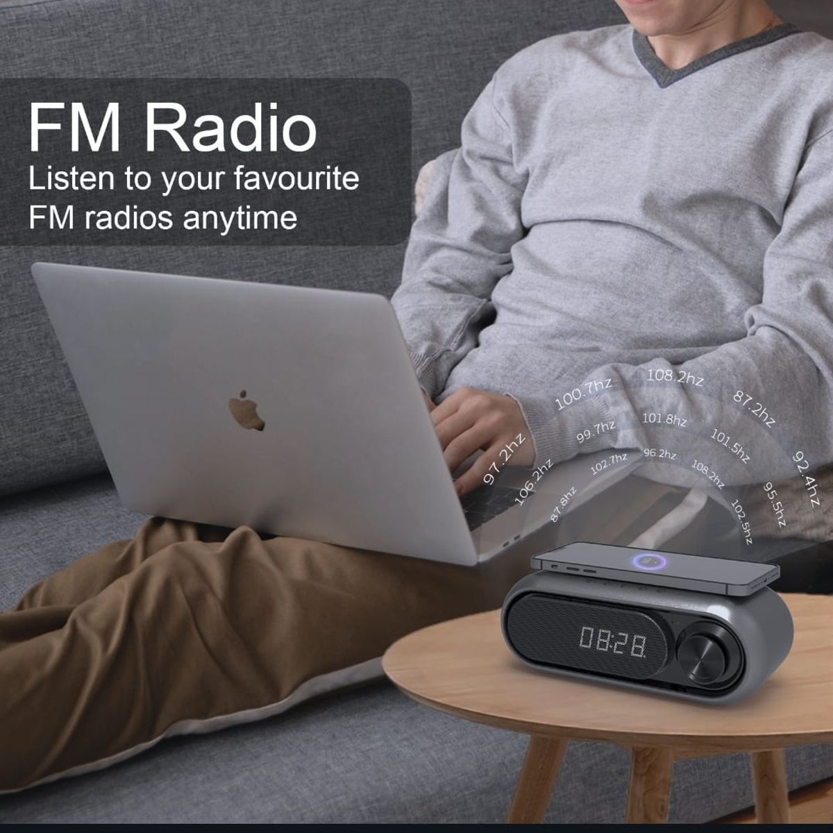 GENERICO - Parlante despertador reloj bluetooth Carga inalambrica