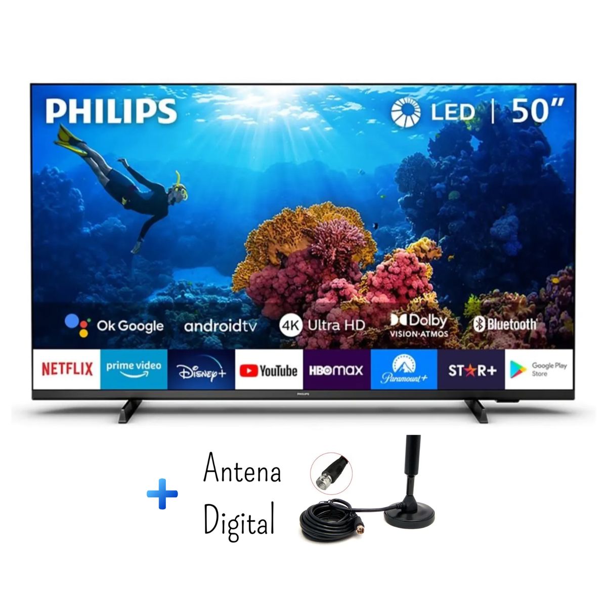 PHILIPS - TELEVISOR SMART TV PHILIPS 4K ULTRA HD 50 50PUD7406 + ANTENA DIGITAL