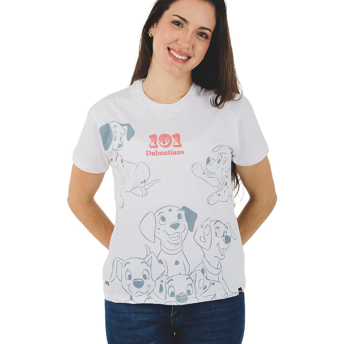 DISNEY CLASICOS - Polo Mujer Disney 101 Dálmatas Manga Corta Algodón Blanco