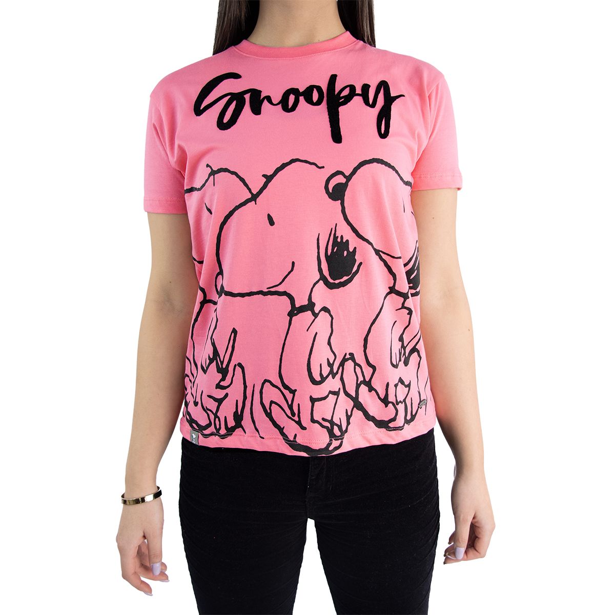SPECTRUM - Polo Mujer Snoopy Manga Corta Algodón Rosado