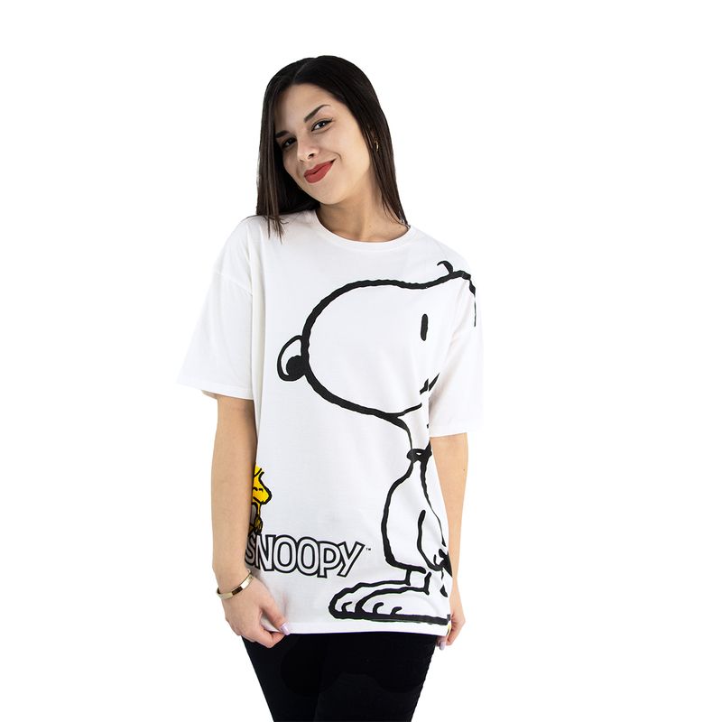 SPECTRUM - Polo Mujer Snoopy Oversize Manga Corta Algodón Marfil