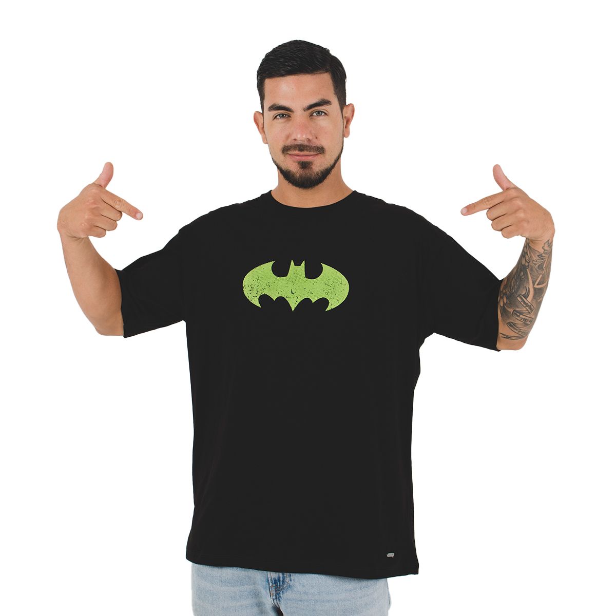 WARNER BROS - Polo Hombre Batman Oversize Manga Corta Algodón Negro