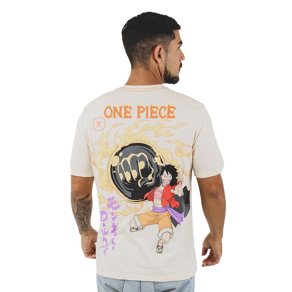 TOEI ANIMATION - Polo One Piece Manga Corta Algodón Marfil Hombre