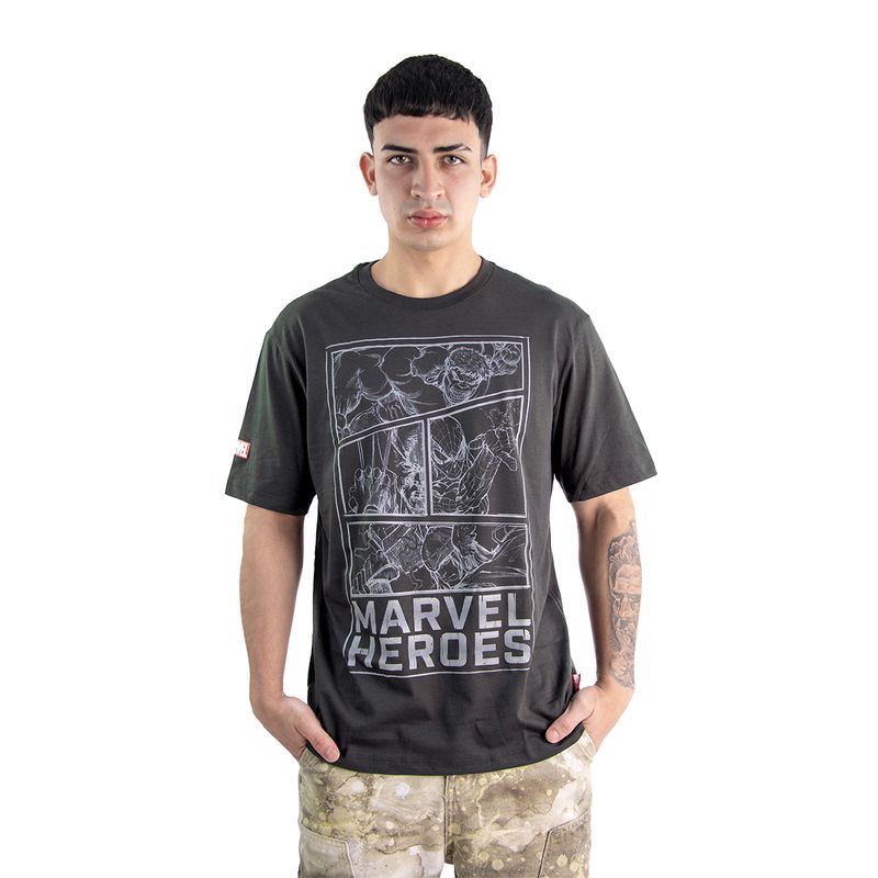 MARVEL - Polo Hombre Marvel Manga Corta Algodón Gris - MARVEL