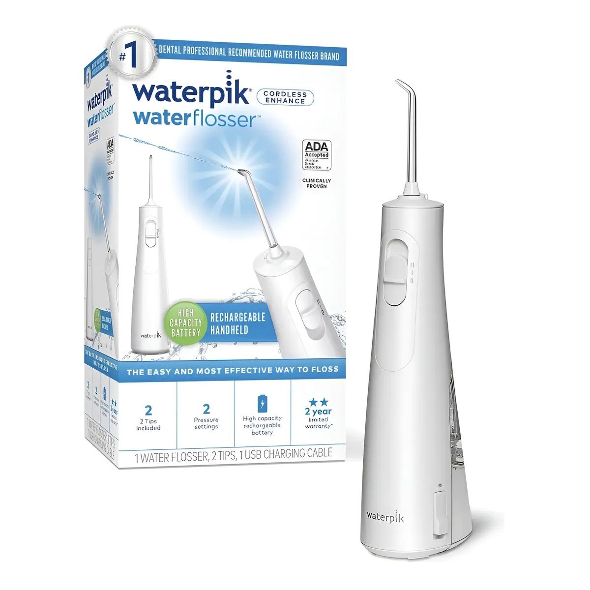 WATERPIK - Irrigador Bucal Waterpik Basico Inalambrico 2 Boquilla 2 Int