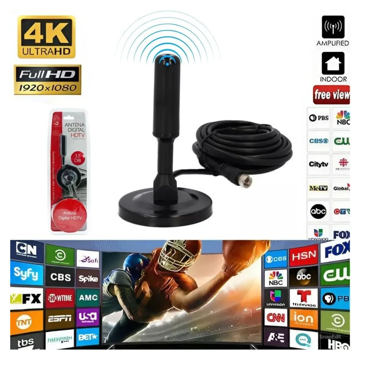 GENERICO - ANTENA DIGITAL TV HDTV INTERNA EXTERNA