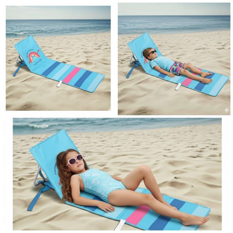 ORANGE - COLCHONETA PLEGABLE`PLAYA  NIÑOS DE POLIESTER ORANGE AZUL CIELO 110CM