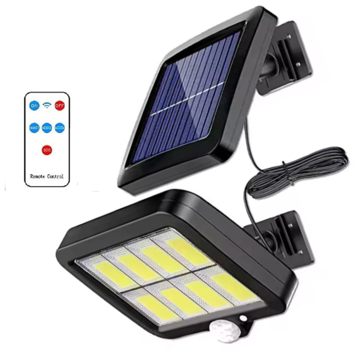 GENERICO - Lampara Reflector Luz LED para Exteriores Panel Solar con Cable
