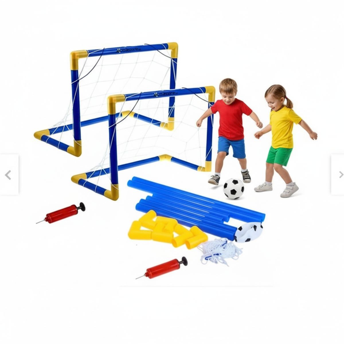 GENERICO - ARCO DE FÚTBOL ARMABLE RESISTENTE PARA NIÑOS CON RED + PELOTA + INFLADOR