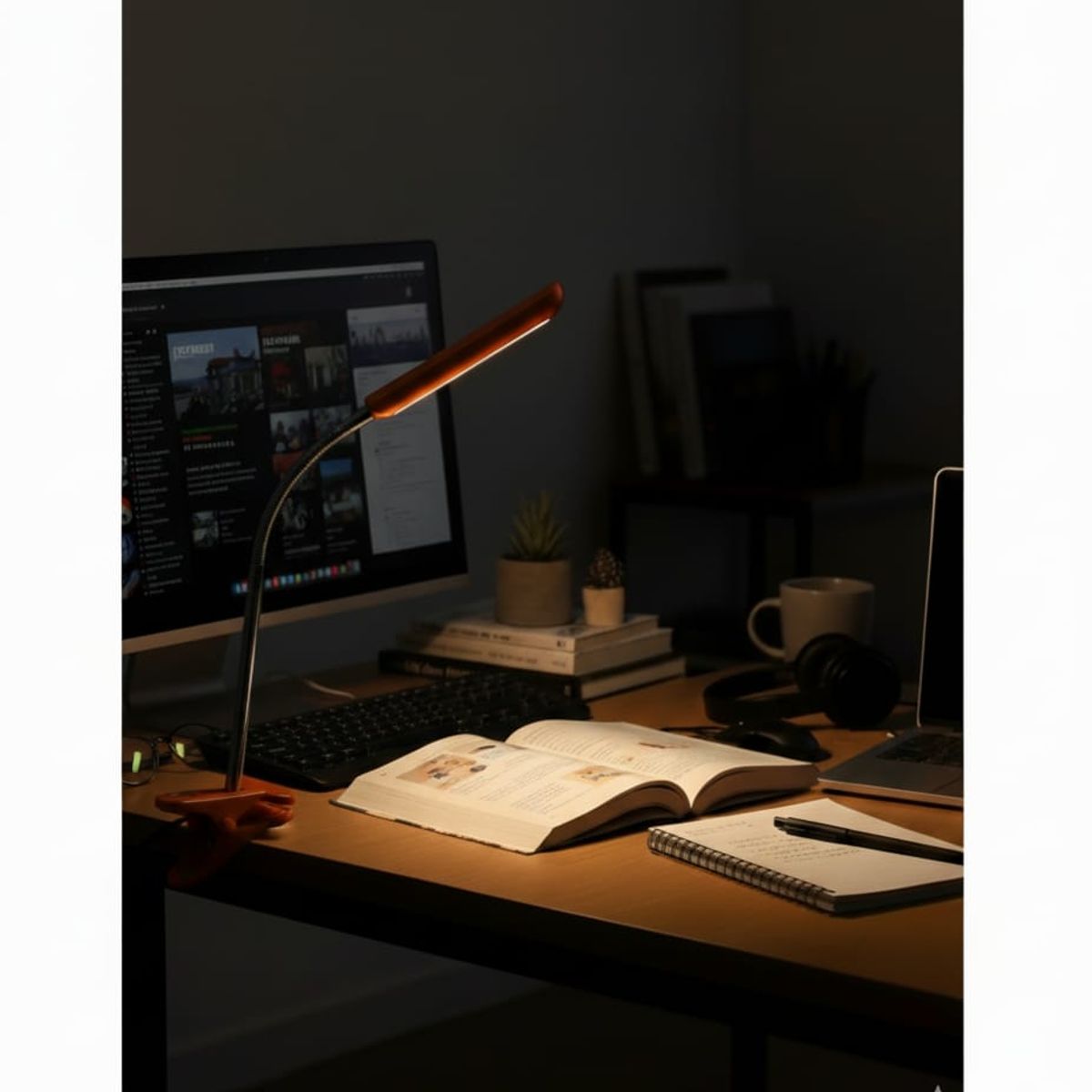 ORANGE - LÁMPARA DE ESCRITORIO LED 6W CON PINZA COLOR NARANJA  MARCA ORANGE HOME