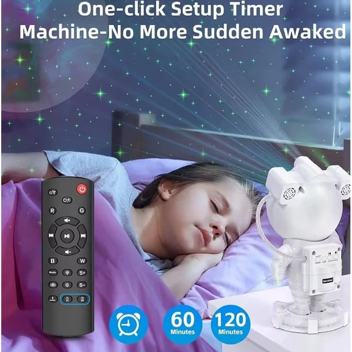 MYM - Proyector Galaxias Astronauta Luz Ambiental LED Bluetooth Sonidos