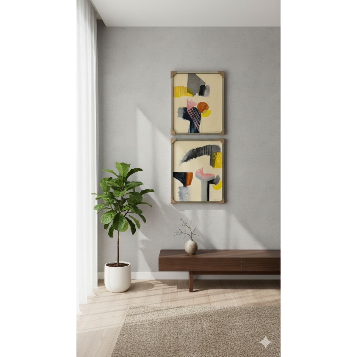 GENERICO - Cuadros dípticos al oleo abstracto 63x53 cm