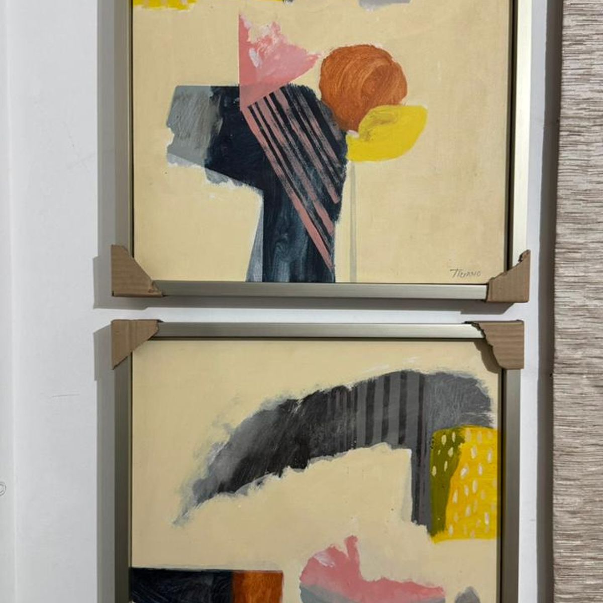 GENERICO - Cuadros dípticos al oleo abstracto 63x53 cm