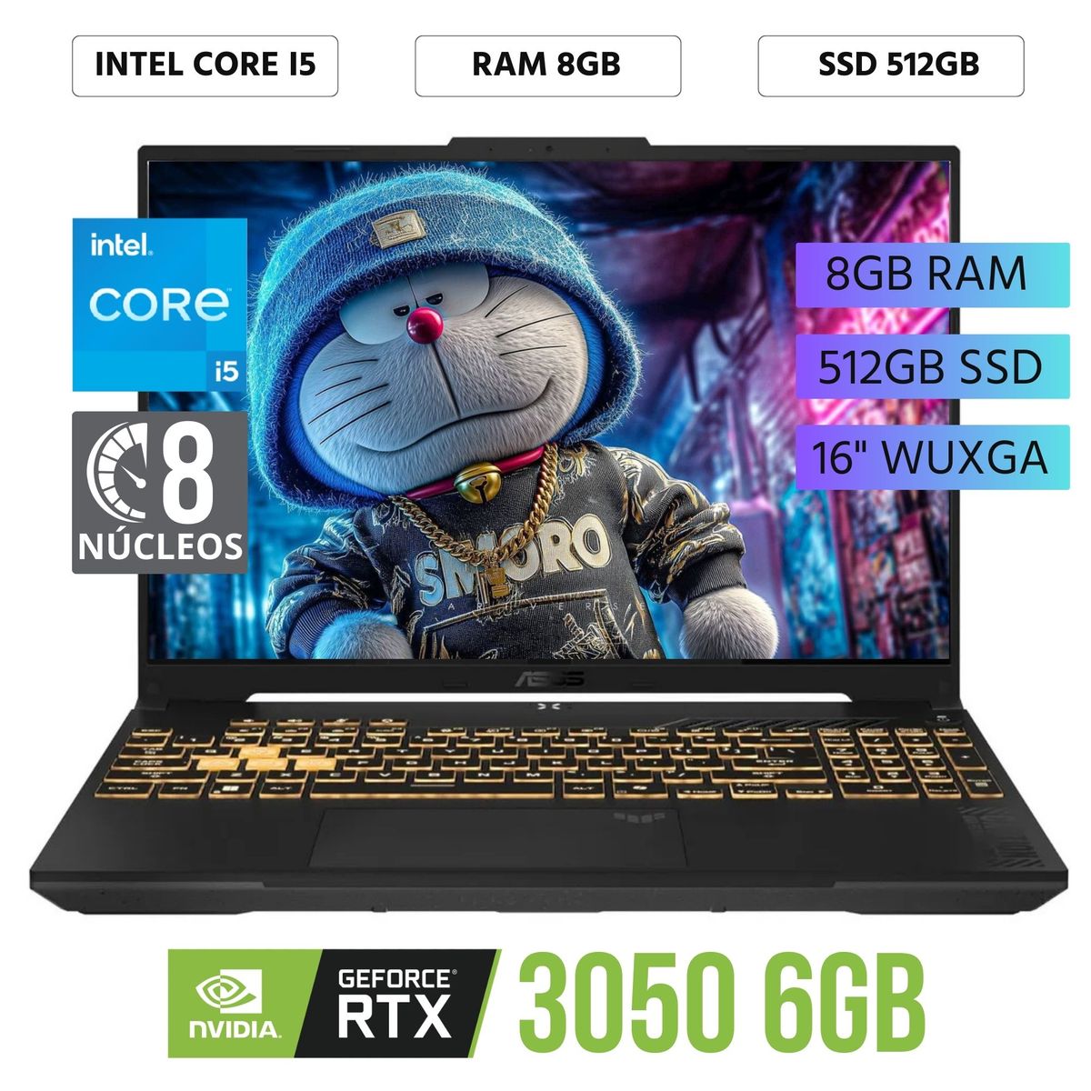 ASUS - Laptop Asus TUF Gaming F15 FX607VJ-RL016 Intel Core i5 - 210H 16 WUXGA Ram 8GB SSD 512GB FreeDos