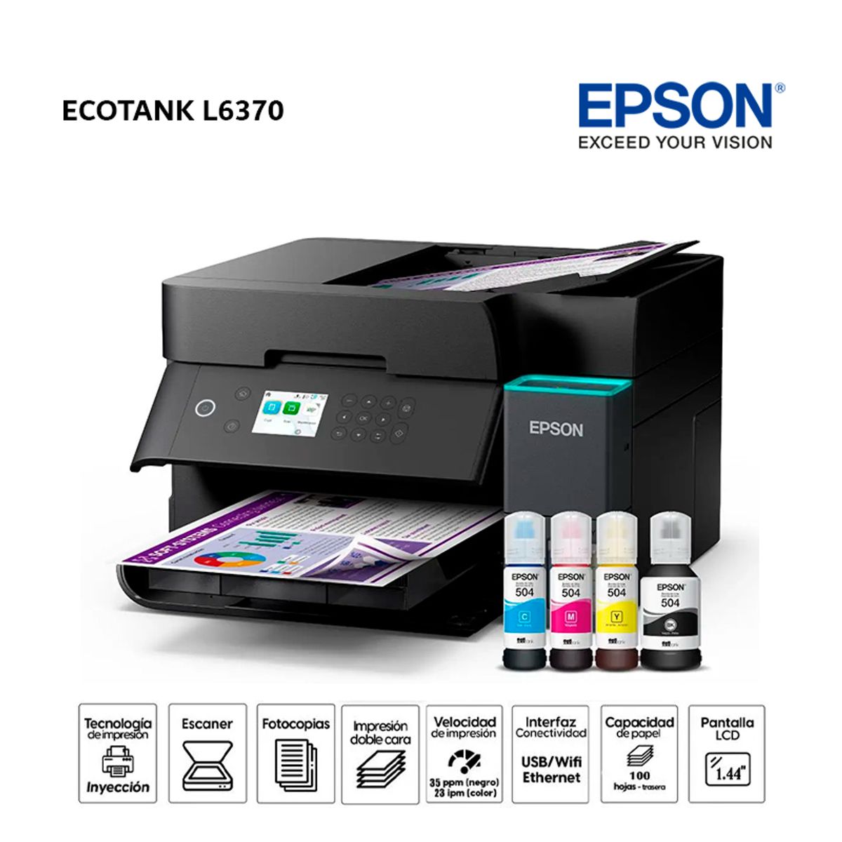 EPSON - Impresora Multifuncional Epson EcoTank L6370 WiFi Duplex ADF