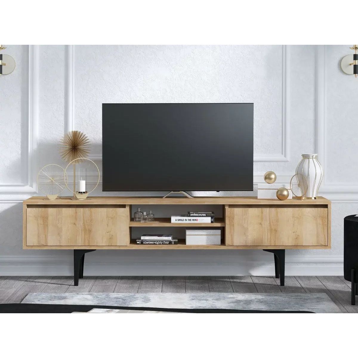 R&R MUEBLES - Mueble de TV Estilo Nordico Liz Panela 180 cm R&R MUEBLES