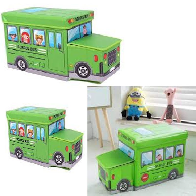 GENERICO - Caja Puff Organizador con Tapa de Juguetes para Niños verde