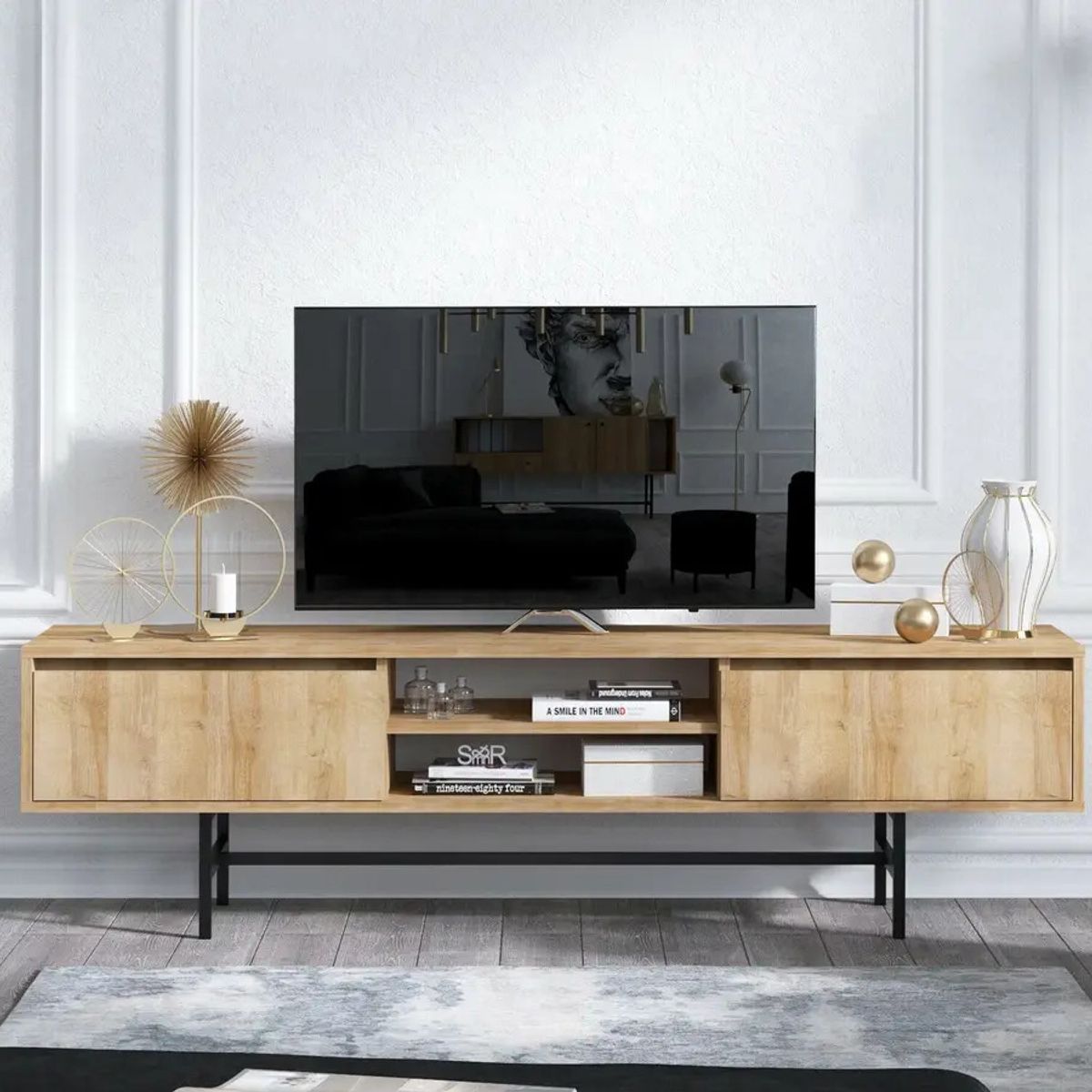 R&R MUEBLES - Mueble de TV Moderno Beck Panela 180 cm R&R MUEBLES