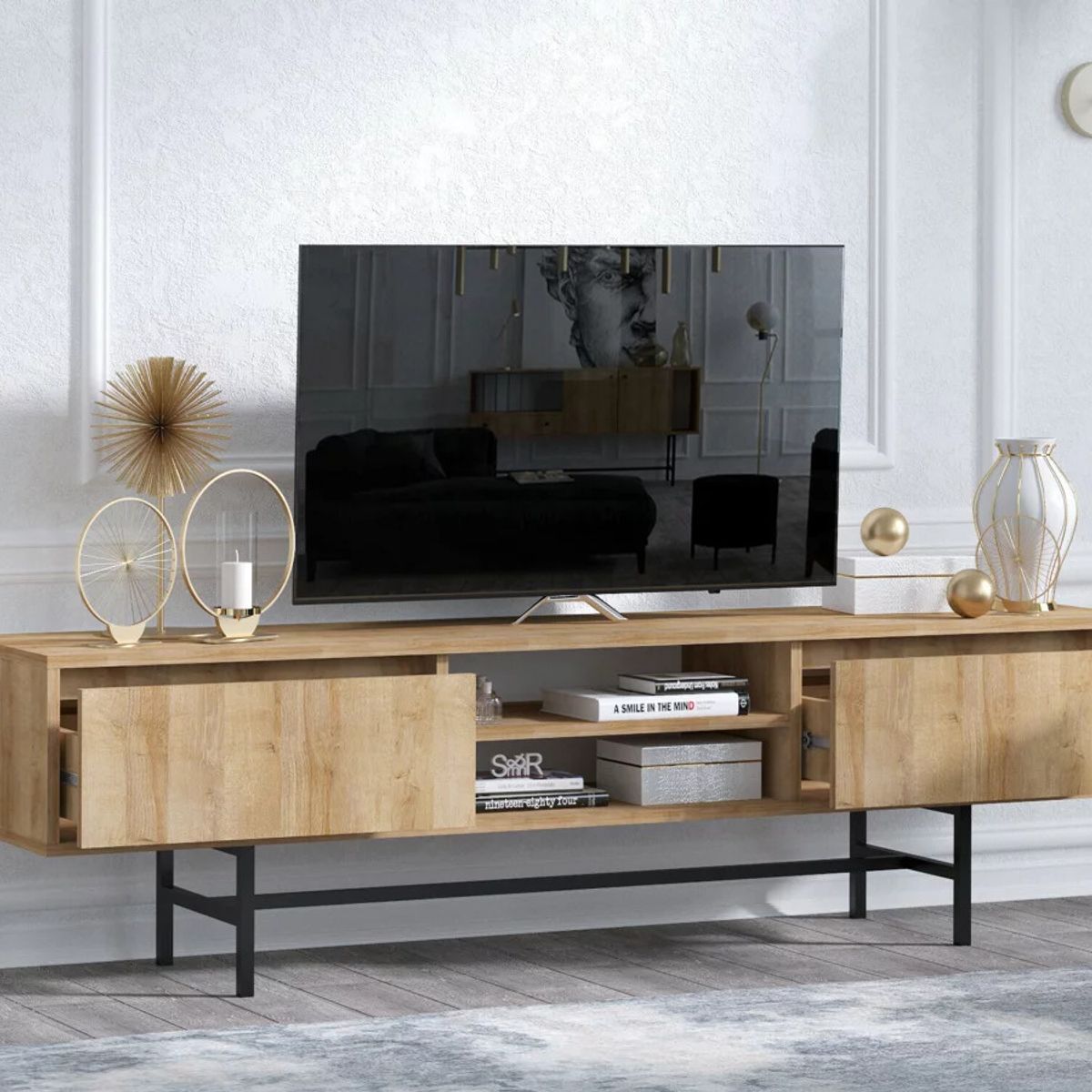 R&R MUEBLES - Mueble de TV Moderno Beck Panela 180 cm R&R MUEBLES