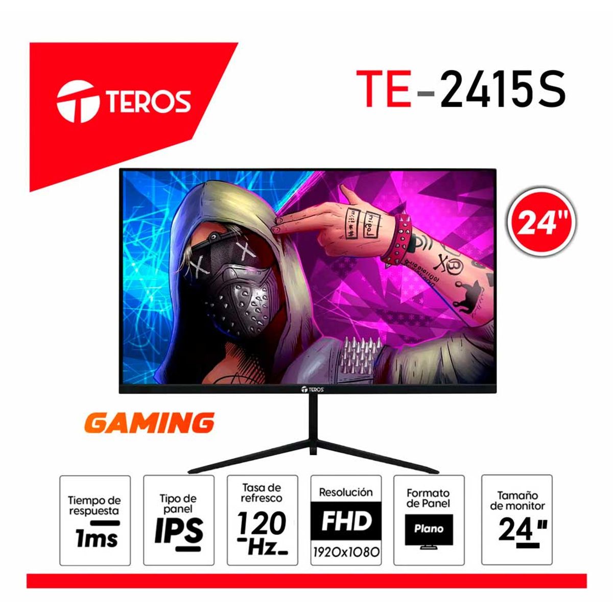 TEROS GAMING - Monitor flat TEROS TE-2415S 238 FHD IPS HDMI VGA speaker