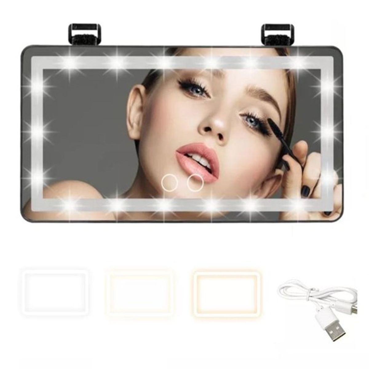 GENERICO - ESPEJO LED PARA AUTO EN VISERA RECARGABLE TACTIL BLANCO