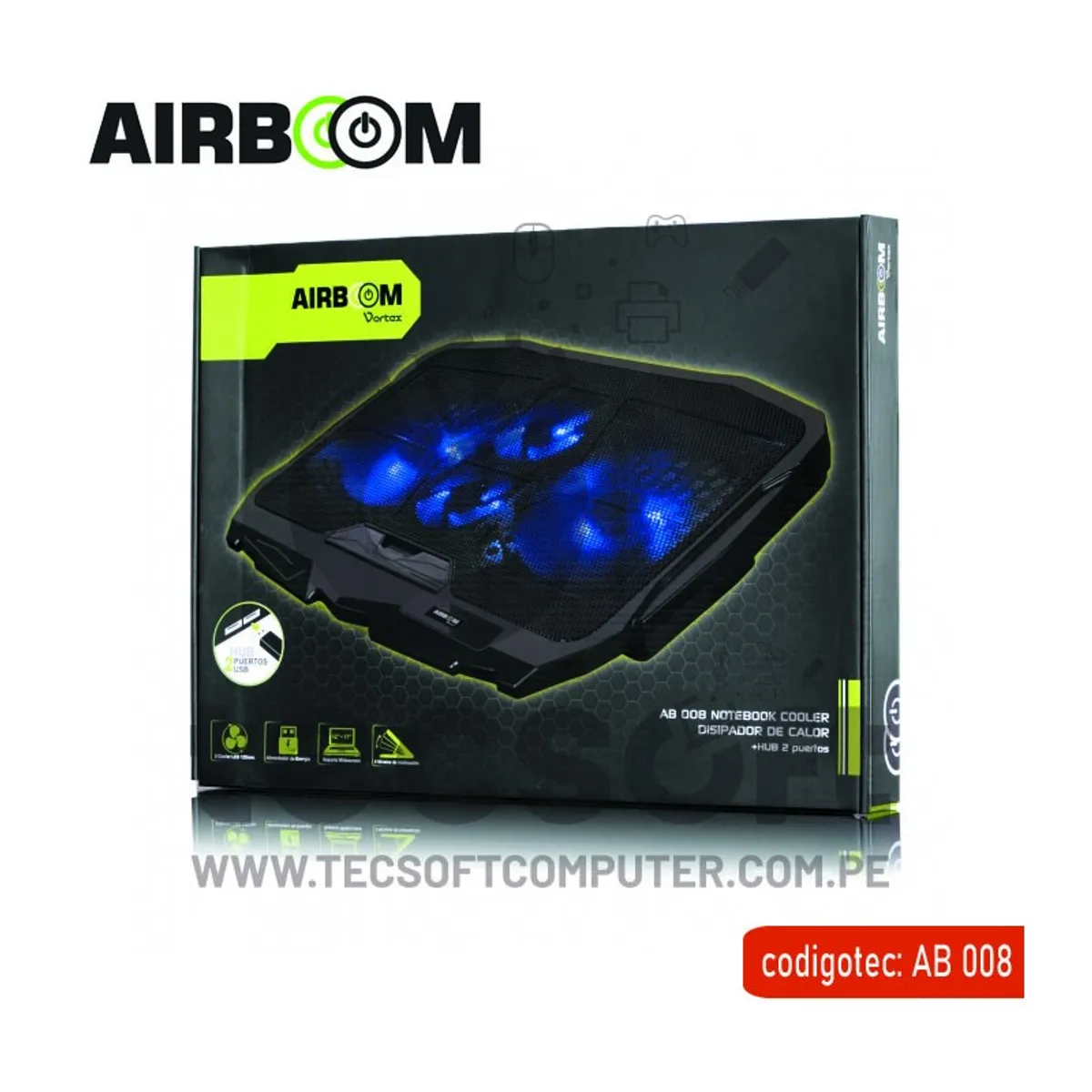 AIRBOOM - VORTEX AB 008 BASE CON COOLER 2FAN 12.5CM 2FAN 7CM AIRBOOM