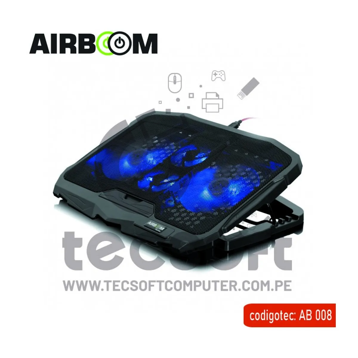 AIRBOOM - VORTEX AB 008 BASE CON COOLER 2FAN 12.5CM 2FAN 7CM AIRBOOM