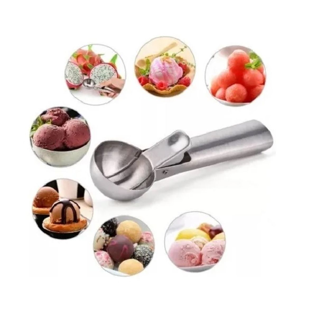 GENERICO - CUCHARA DE HELADO DE ACERO INOXIDABLE CON GATILLO 5 CM