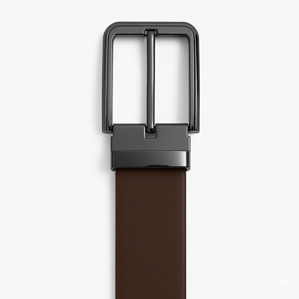 GENERICO - CORREA DE CUERO MARRON HEBILLA PESADA