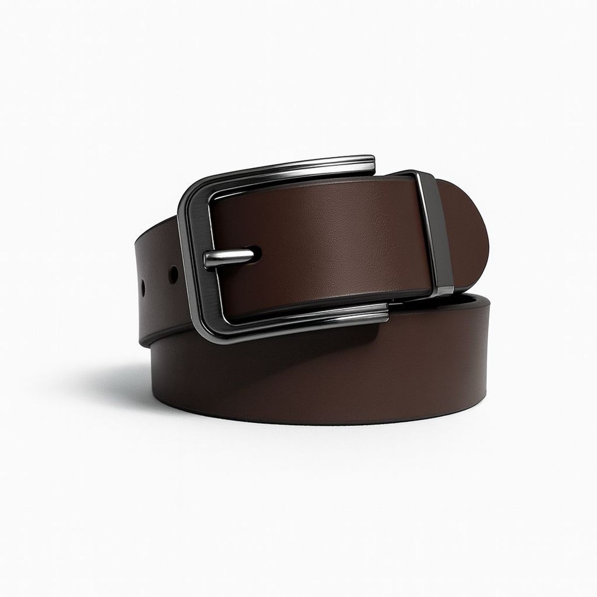 GENERICO - CORREA DE CUERO MARRON HEBILLA PESADA