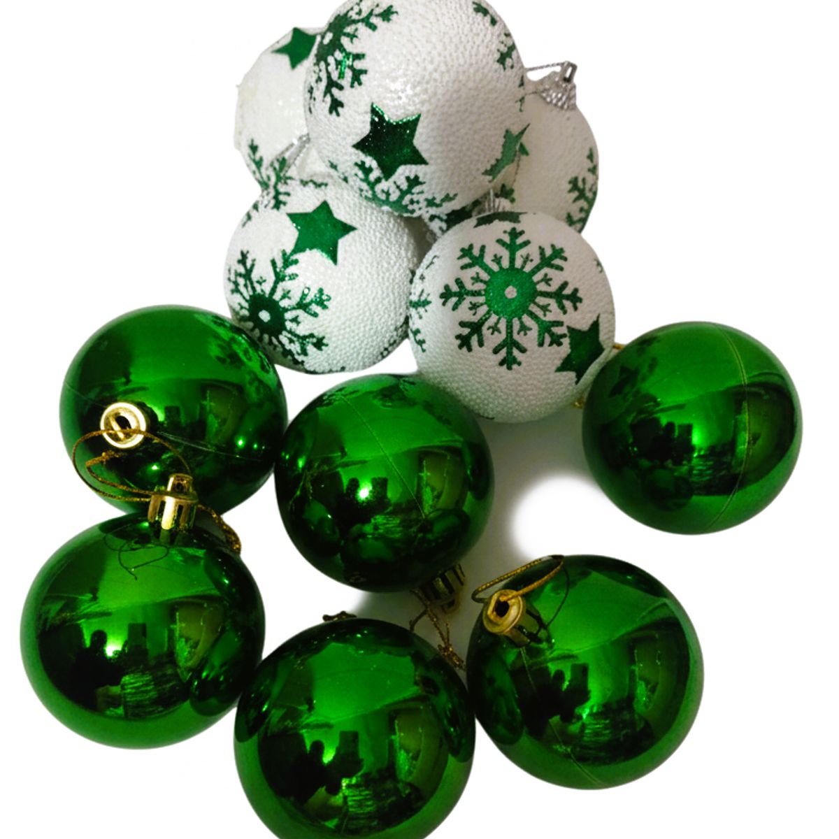 GENERICO - ESFERAS NAVIDEÑAS VERDE Y BLANCO