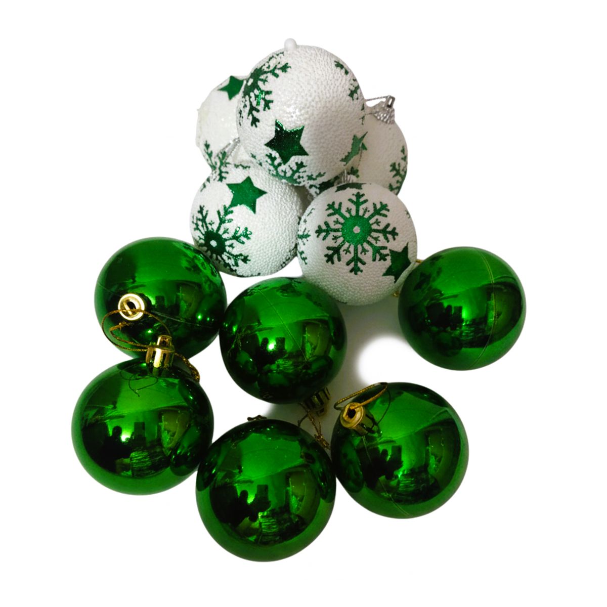 GENERICO - ESFERAS NAVIDEÑAS VERDE Y BLANCO